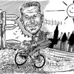 A3 black and white caricature from photo for leaving present