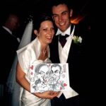 Drawing Caricatures in London at wedding