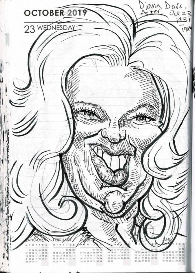 Caricature of Diana Dors for Caricature Diary