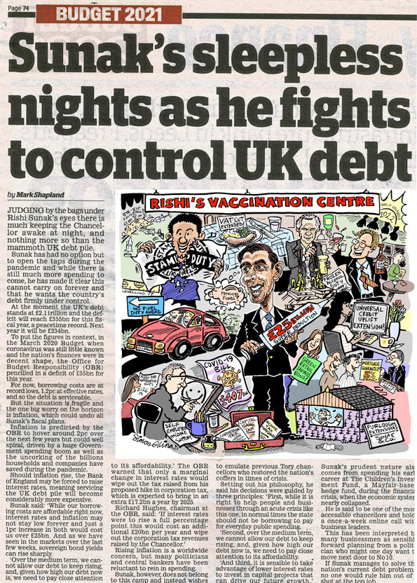 Cartoon for 2021 Budget in Daily Mail