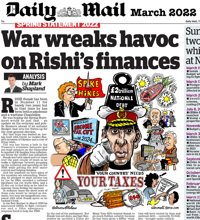 Cartoon in Daily Mail Newspaper march 2022