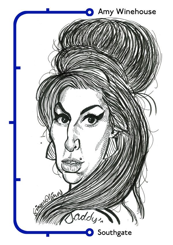 Caricature of singer Amy Winehouse