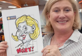 Live on the spot caricatures in London at bingo hall