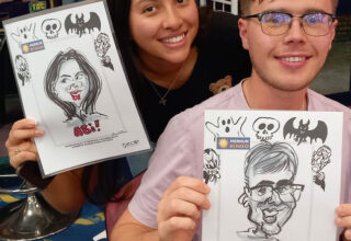 Live on the spot caricatures in London at bingo hall