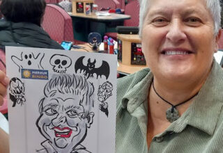 Live on the spot caricatures in London at bingo hall