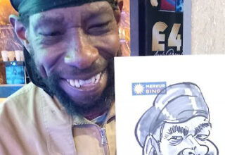 Live on the spot caricatures in London at bingo hall