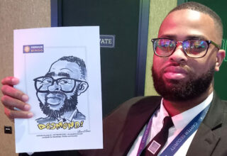 Live on the spot caricatures in London at bingo hall