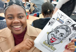 Live on the spot caricatures in London at bingo hall