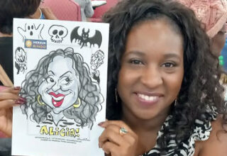 Live on the spot caricatures in London at bingo hall