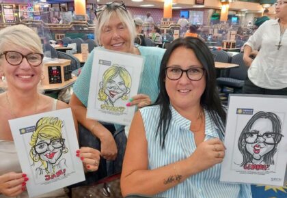 Live on the spot caricatures in London at bingo hall