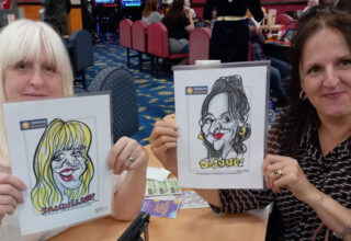 Live on the spot caricatures in London at bingo hall