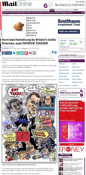 cartoon about the Budget in Mailonline website
